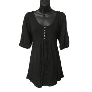Hard Tail Forever 3/4 Sleeve Slouchy Henley Top Sz S